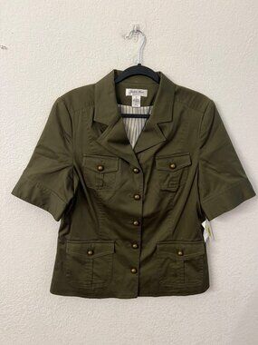 Judith Hart Collection Womens Oregano Green Military Style Jacket W/ Pockets wom